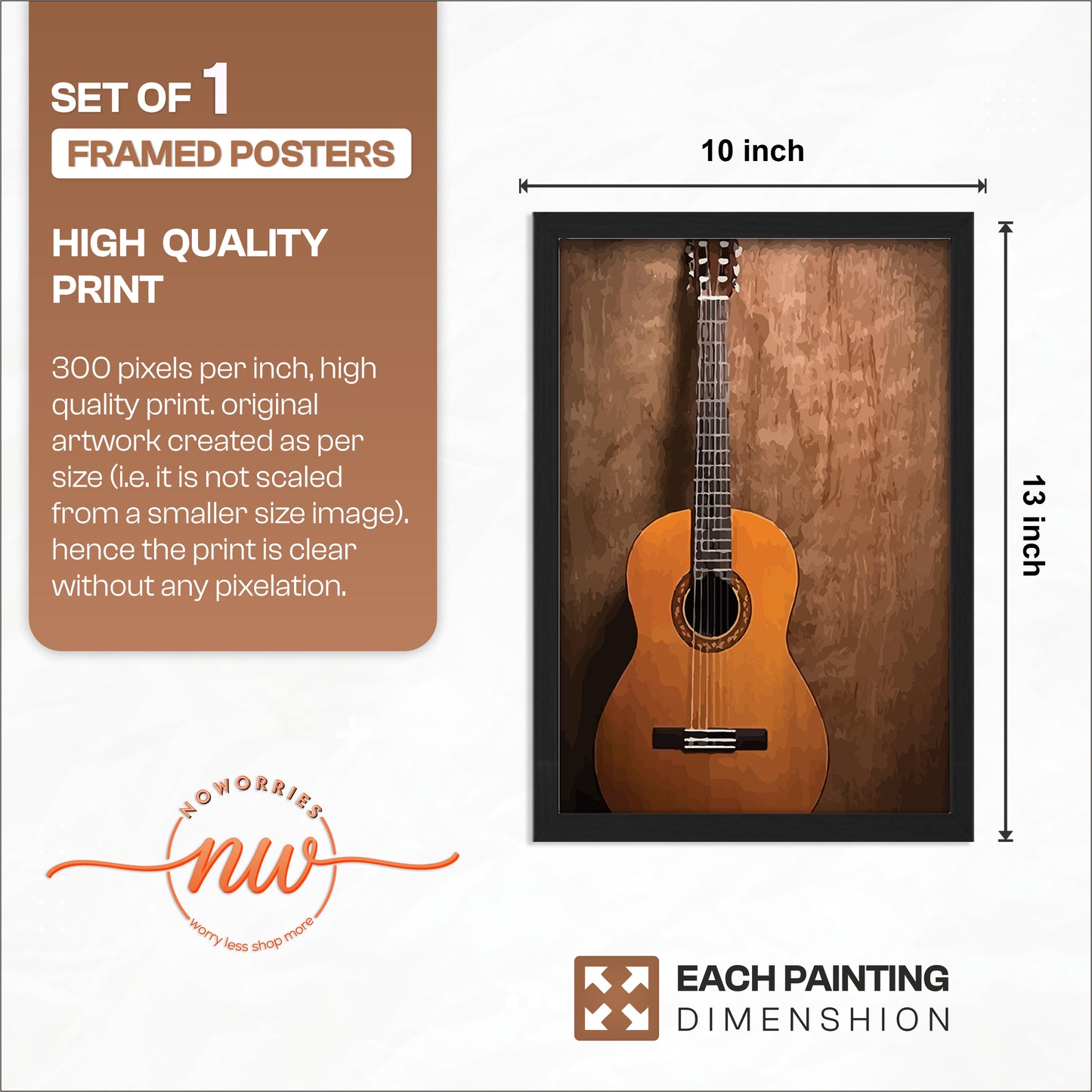 Classic Acoustic Guitar Framed Wall Art