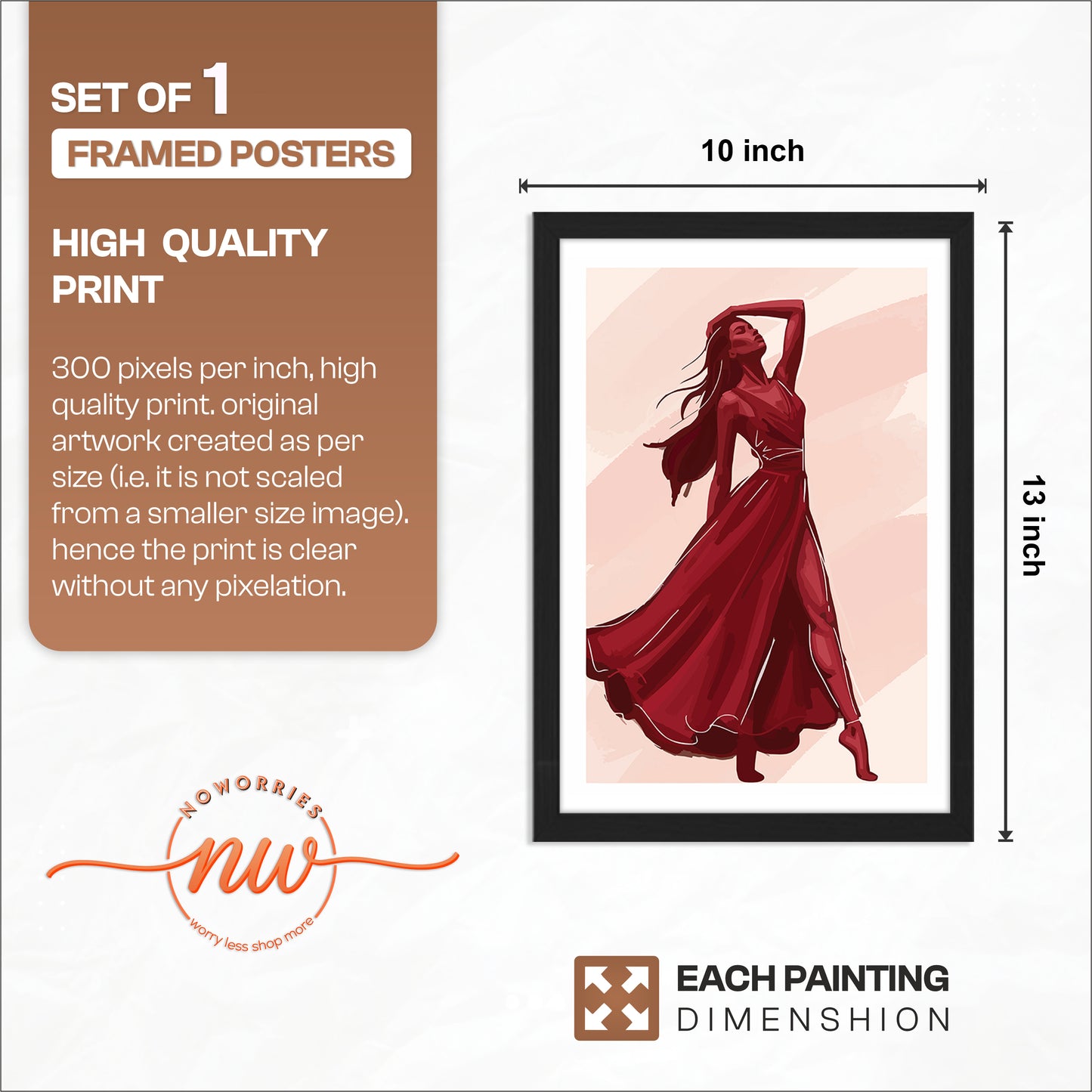Crimson Elegance Woman Fashion Framed Wall Art