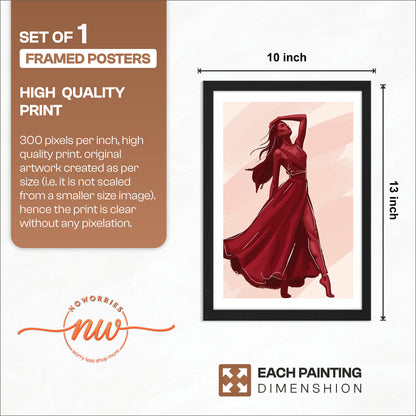 Crimson Elegance Woman Fashion Framed Wall Art