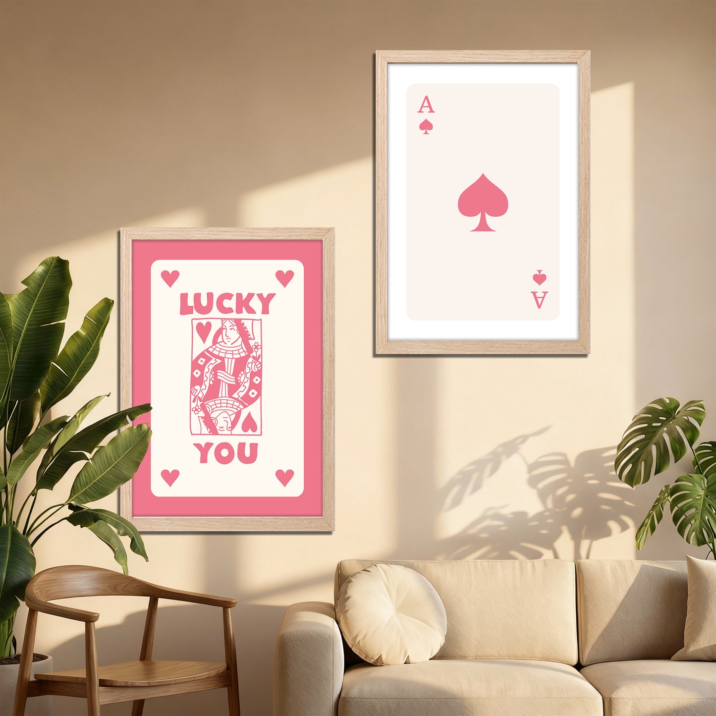 Lucky in Love Playing Card Wall Art Set of 2