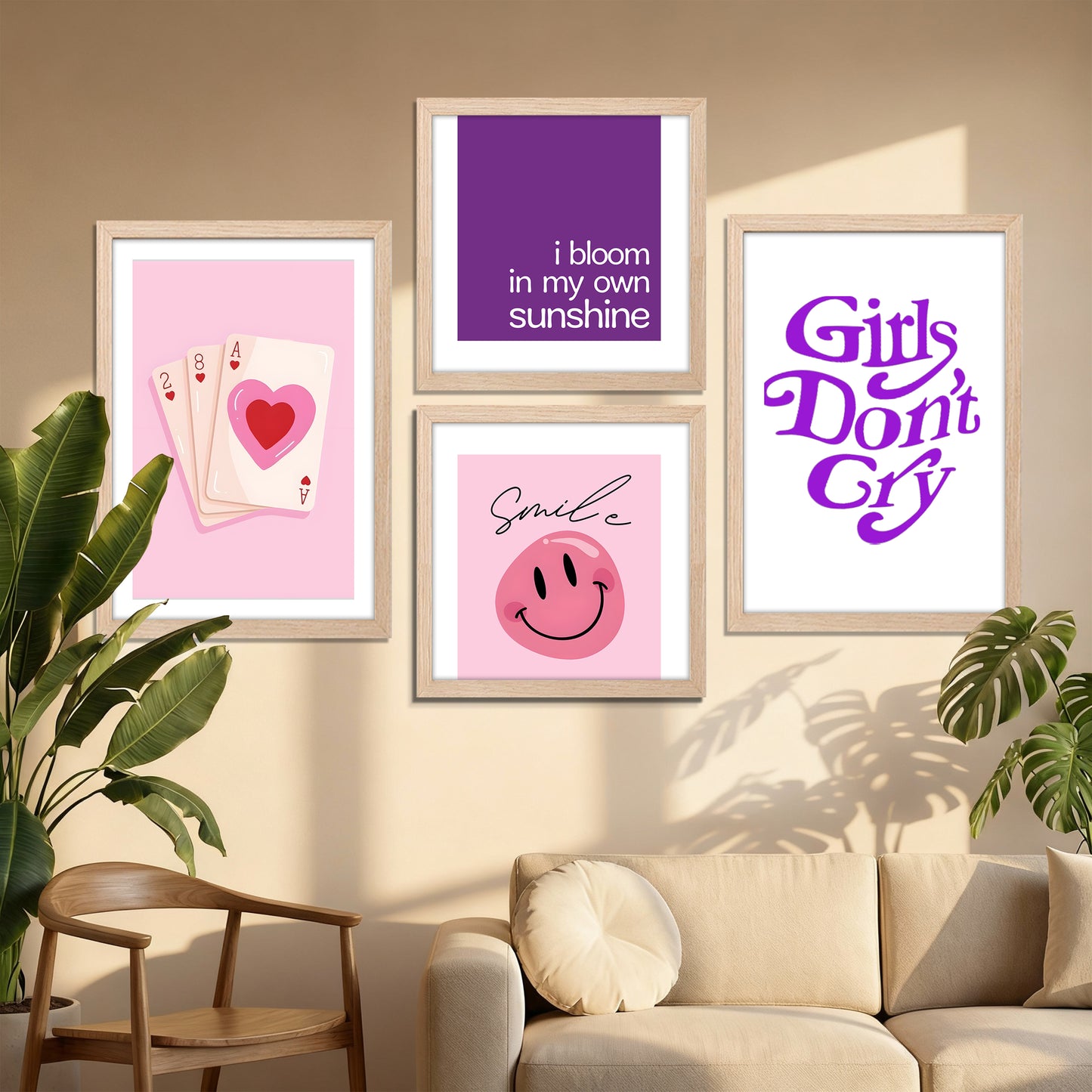 Pink Aesthetic Wall Art Set of 4