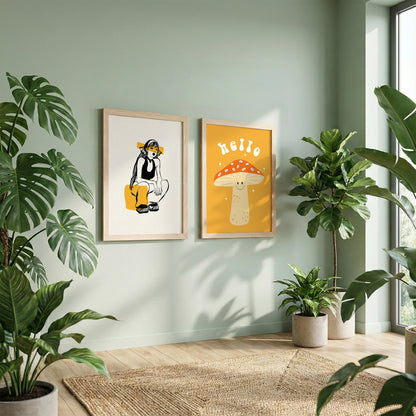 Whimsical Mushroom Framed Set