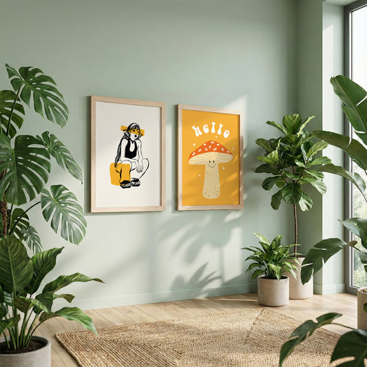 Whimsical Mushroom Framed Set