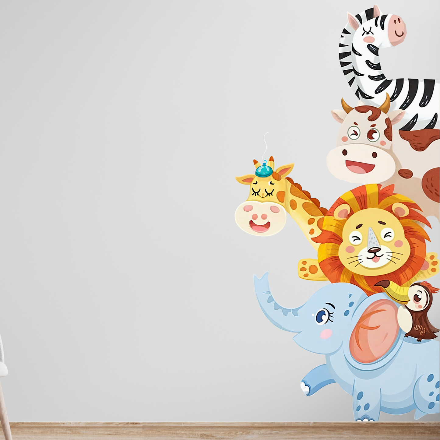 Cute Stacked Jungle Animal Door sticker