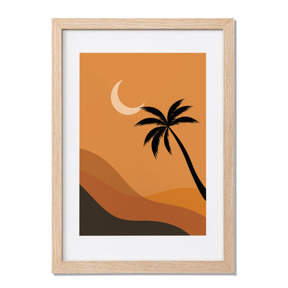 Boho Desert Palm Moon Minimalist Wall Art