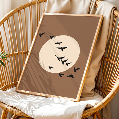 Moonlit Birds Minimalist Celestial Wall Art