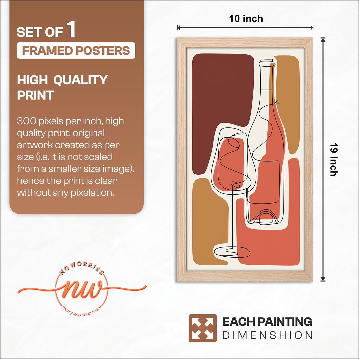 Abstract Wine Art Wall Frame Set of 1