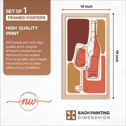 Abstract Wine Art Wall Frame Set of 1
