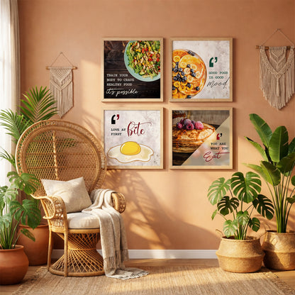 Healthy Food Kitchen Wall Art Set of 4