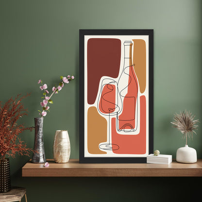 Abstract Wine Bottle & Glass Wall Art