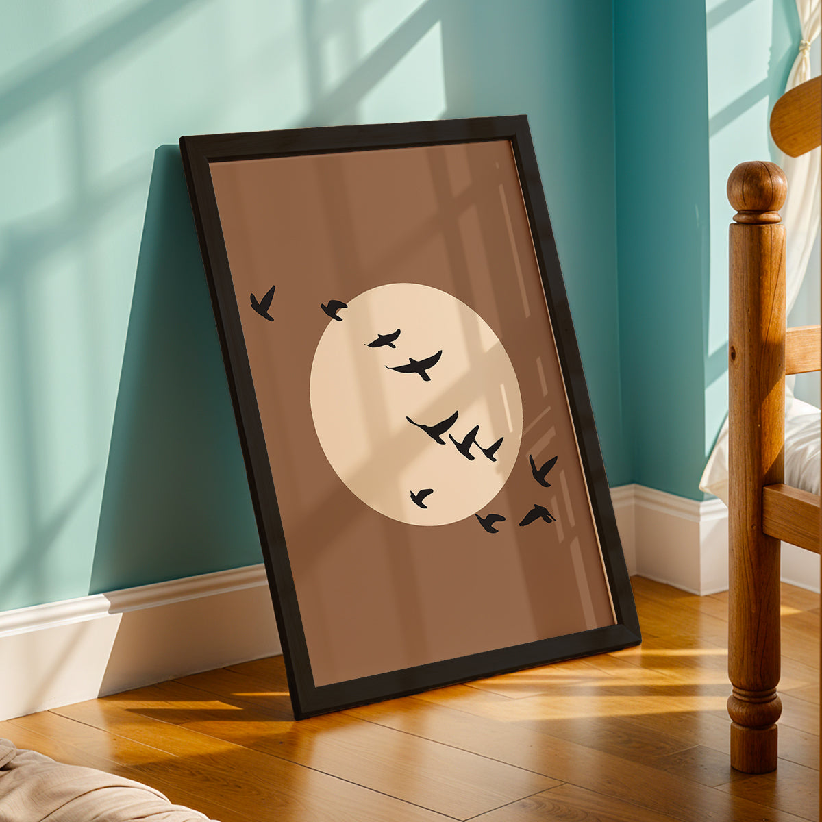 Moonlit Birds Minimalist Celestial Wall Art