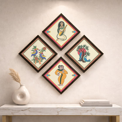 Folk Heritage Wall Art Set of 4