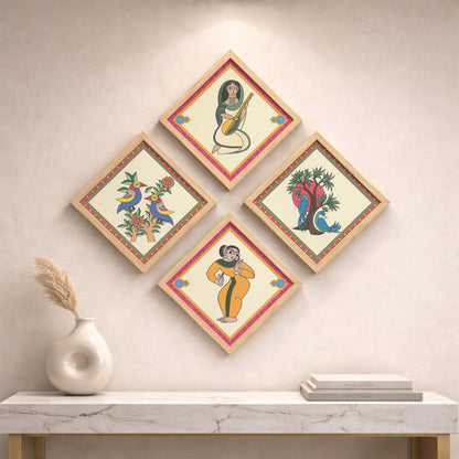 Folk Heritage Wall Art Set of 4