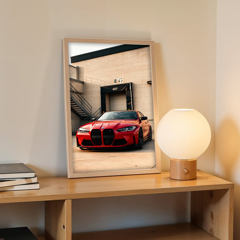 BMW M4 Red Stance Wall Frame