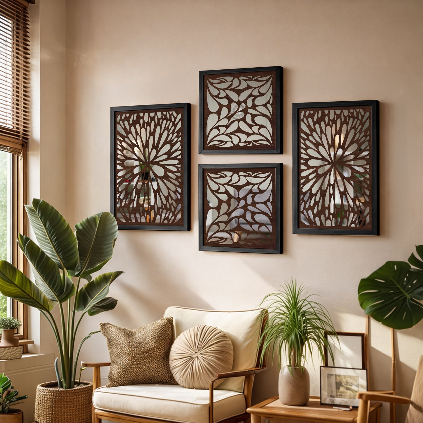 Petal Pattern Mirror Set of 4