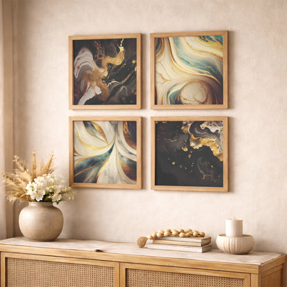 Golden Marble Wall Art Set of 4