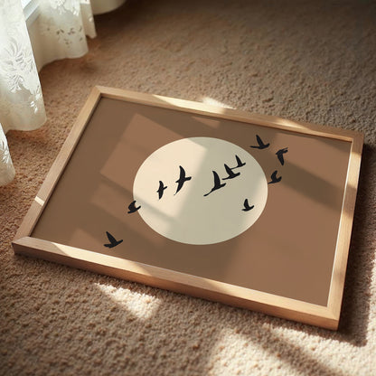 Moonlit Birds Minimalist Celestial Wall Art