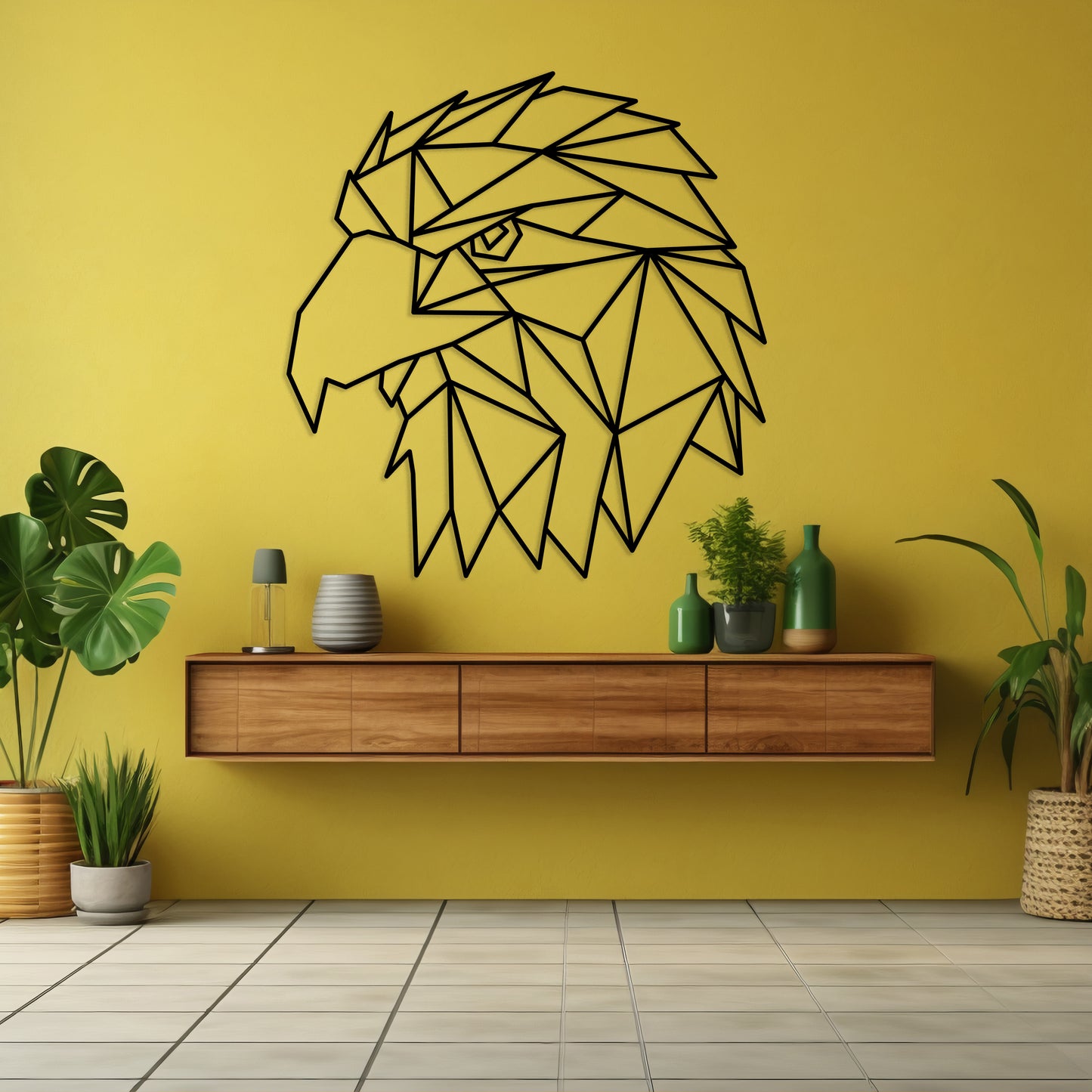 Geometric Eagle Pinewood Wall Art