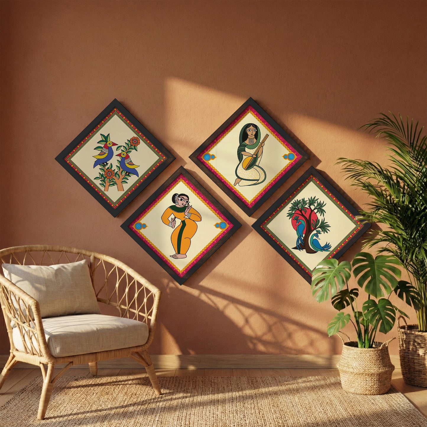 Folk Heritage Wall Art Set of 4