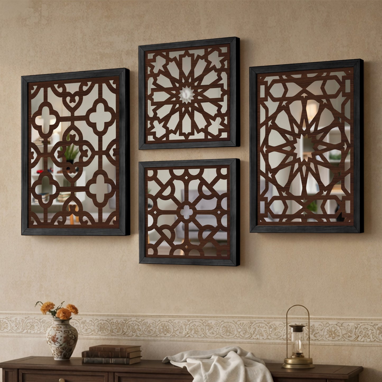Moroccan Style Mirror Art Set of 4