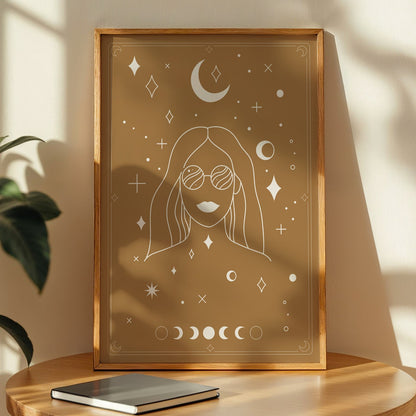 Celestial Boho Girl Wall Art