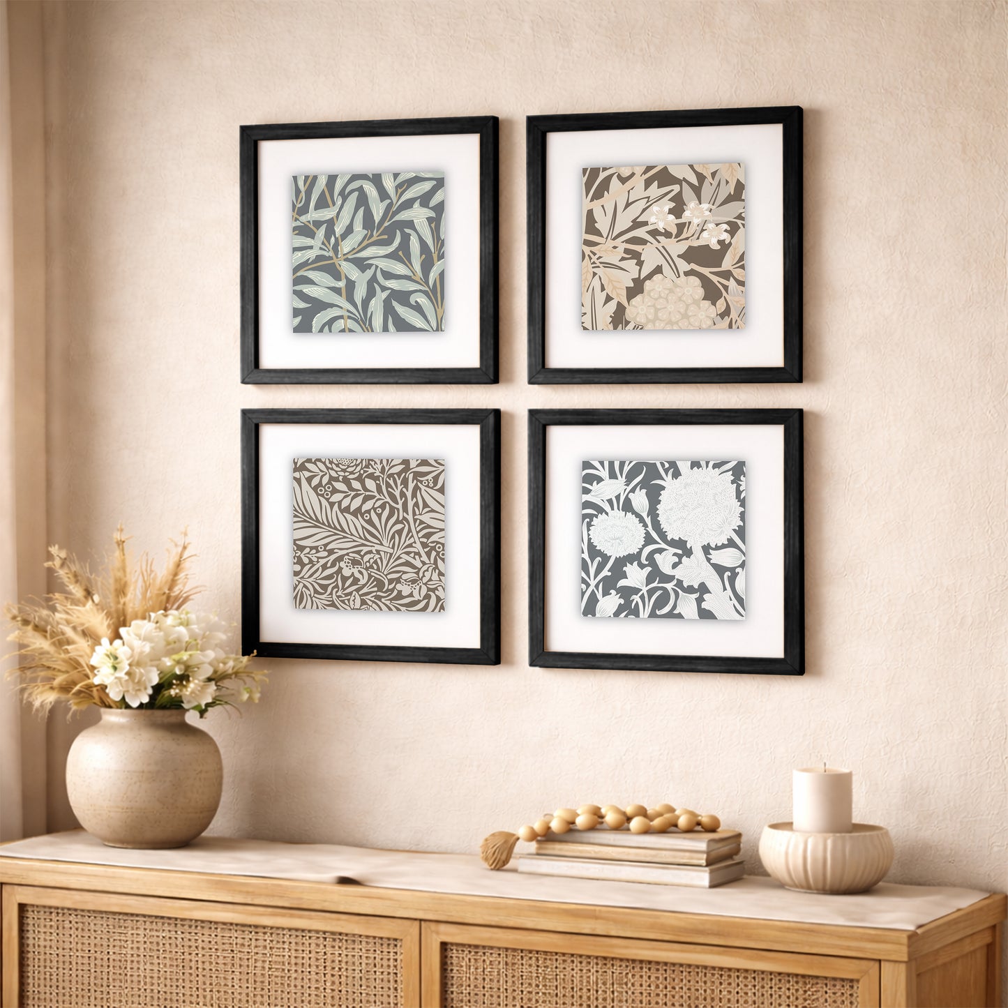 Vintage Floral Wall Frame Set of 4