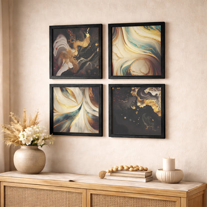 Golden Marble Wall Art Set of 4