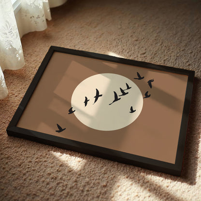 Moonlit Birds Minimalist Celestial Wall Art