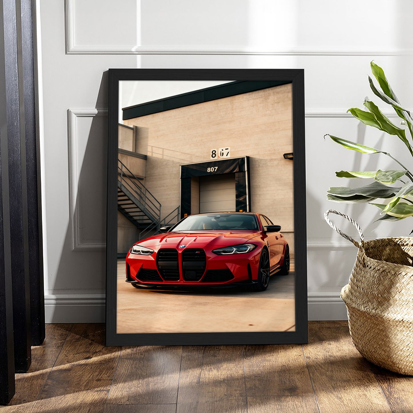 BMW M4 Red Stance Wall Frame