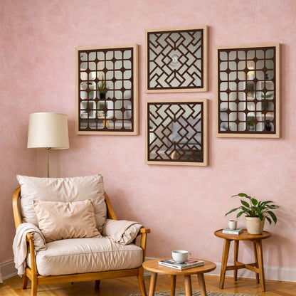 Aero Grid Mirror Art Set of 4