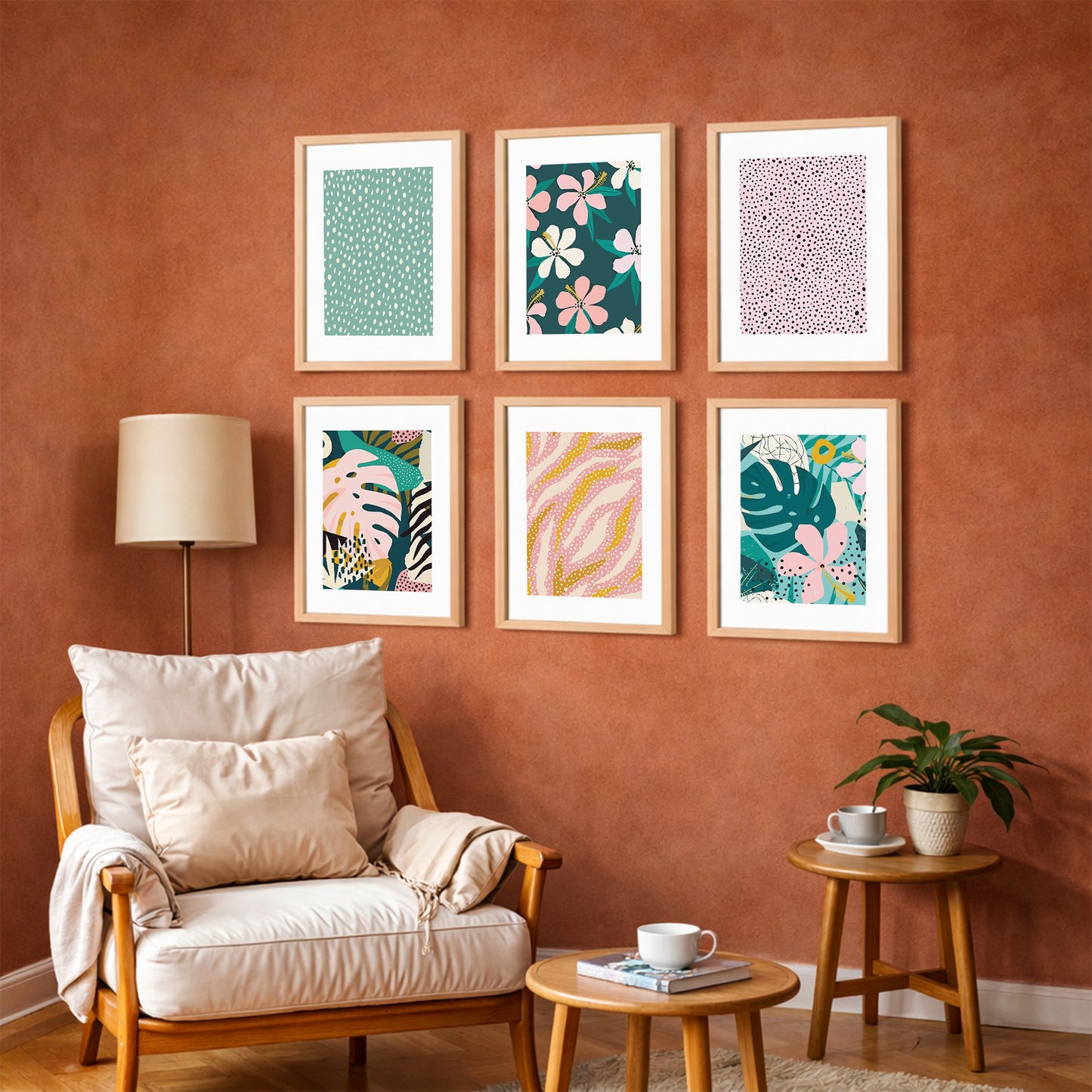 Scandinavian Abstract Art Wall Frame Collection Set of 6
