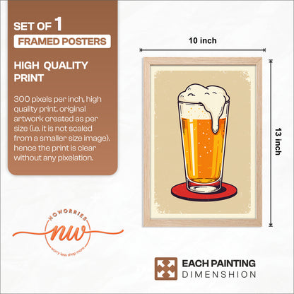 Beer Glass Illustration Frame Set of 1