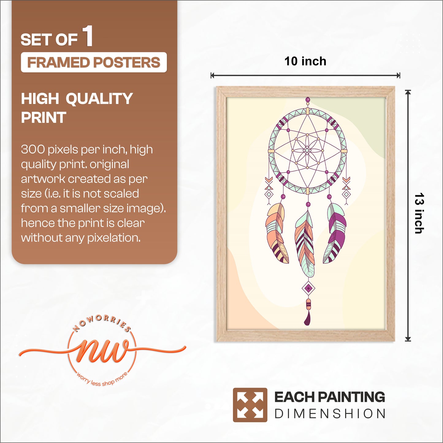 Boho Dreamcatcher Minimalist Framed Poster