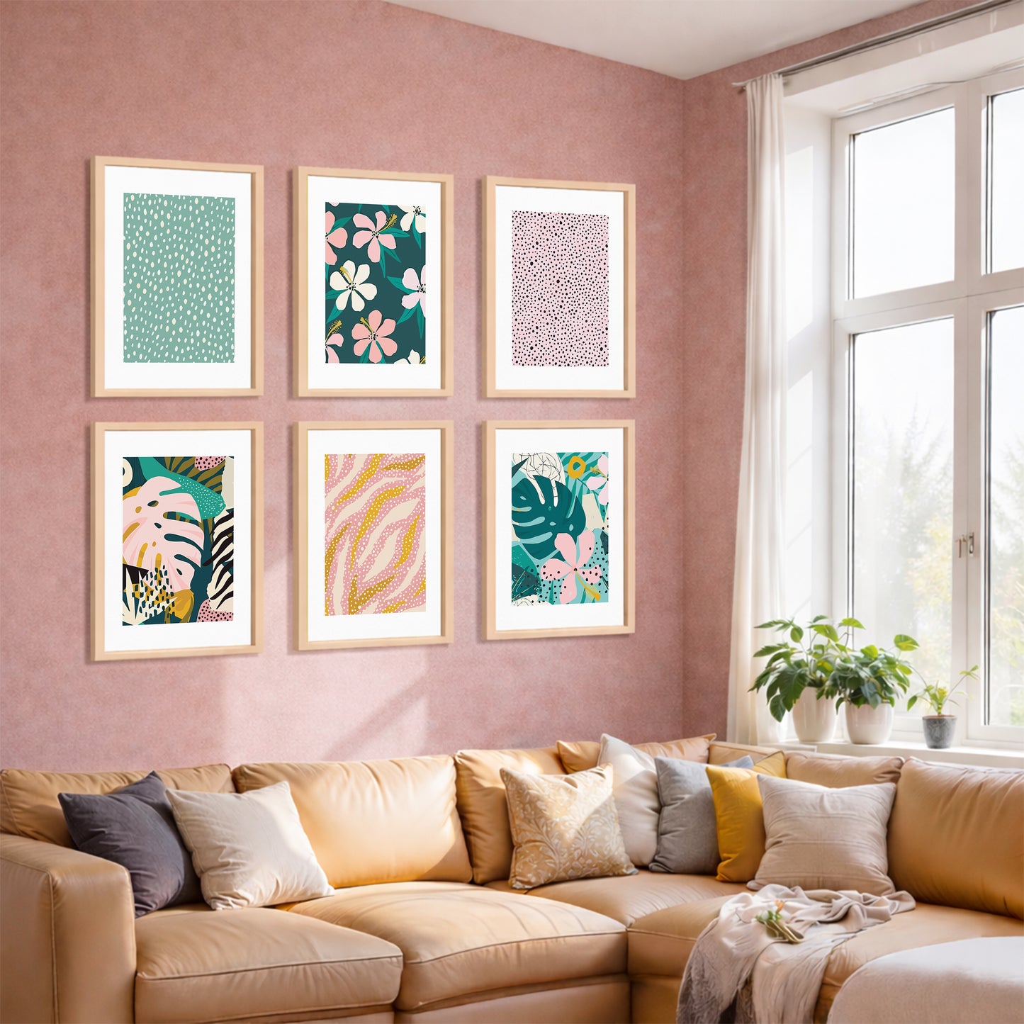 Scandinavian Abstract Art Wall Frame Collection Set of 6