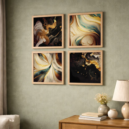 Golden Marble Wall Art Set of 4