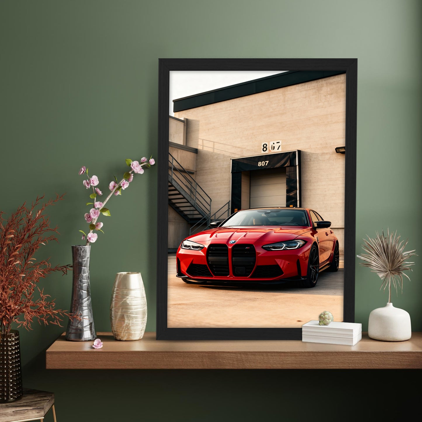 BMW M4 Red Stance Wall Frame