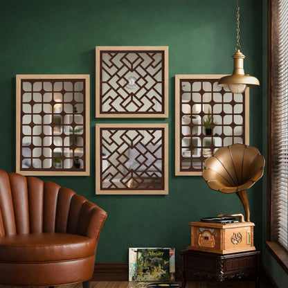 Aero Grid Mirror Art Set of 4