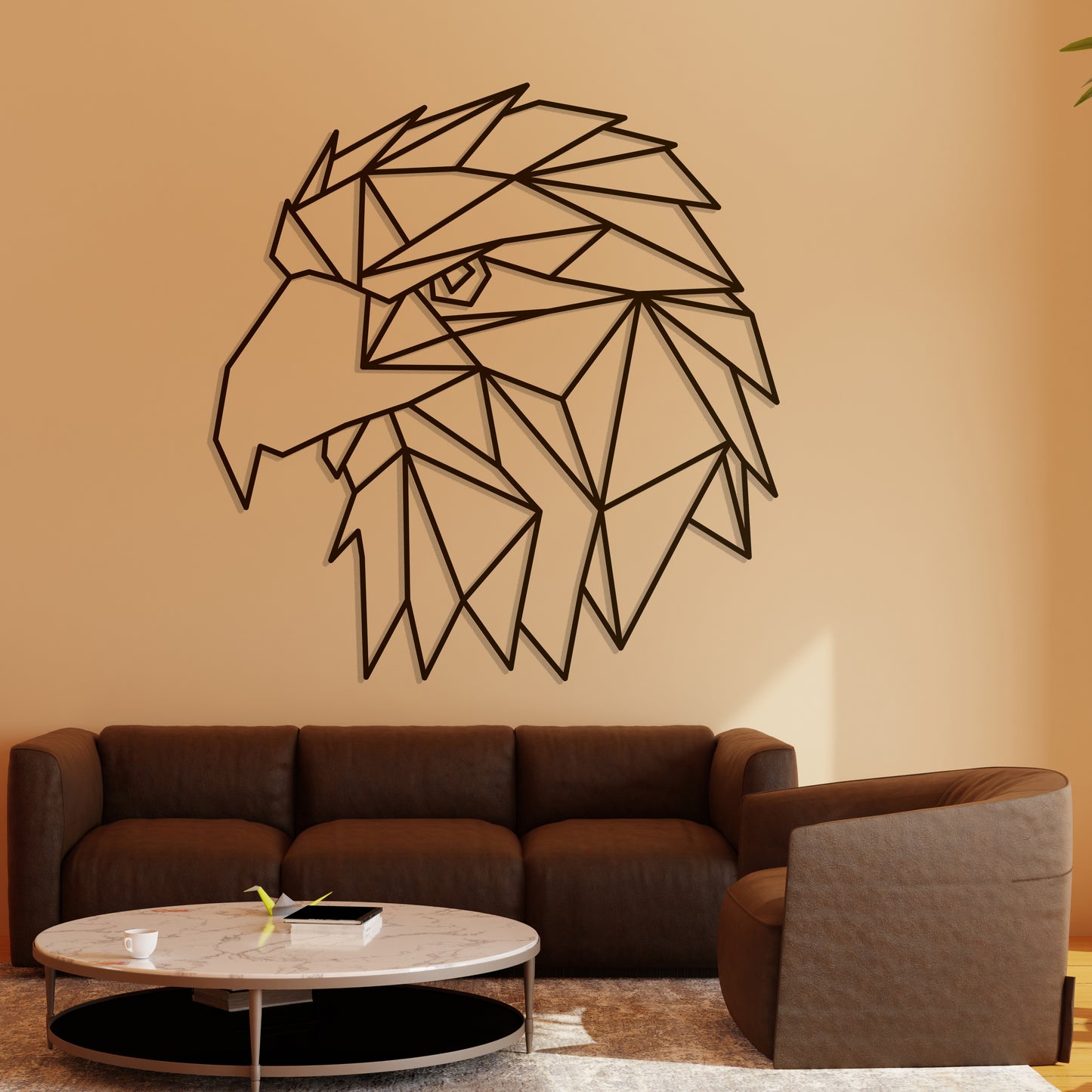 Geometric Eagle Pinewood Wall Art