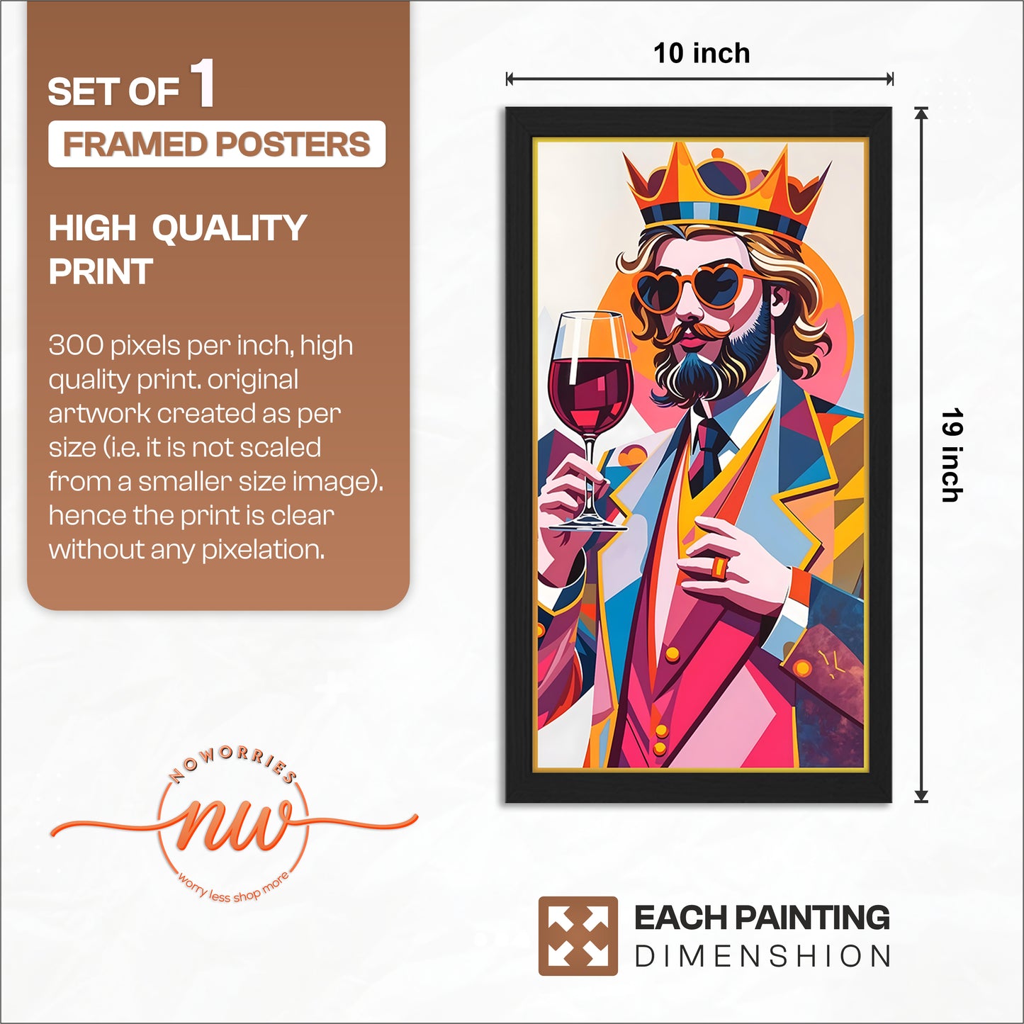 Royal Gentleman Wine Art Frame Set of 1