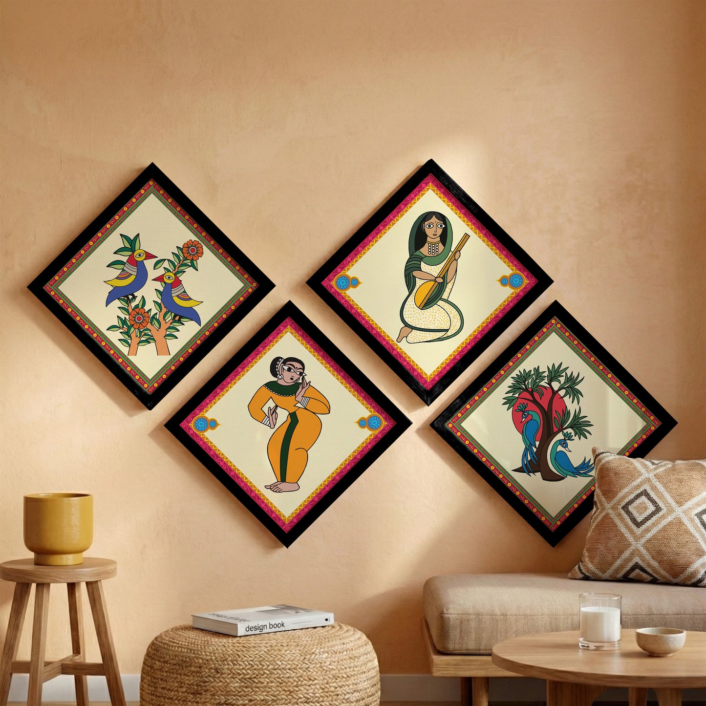 Folk Heritage Wall Art Set of 4