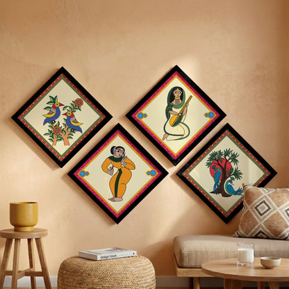 Folk Heritage Wall Art Set of 4