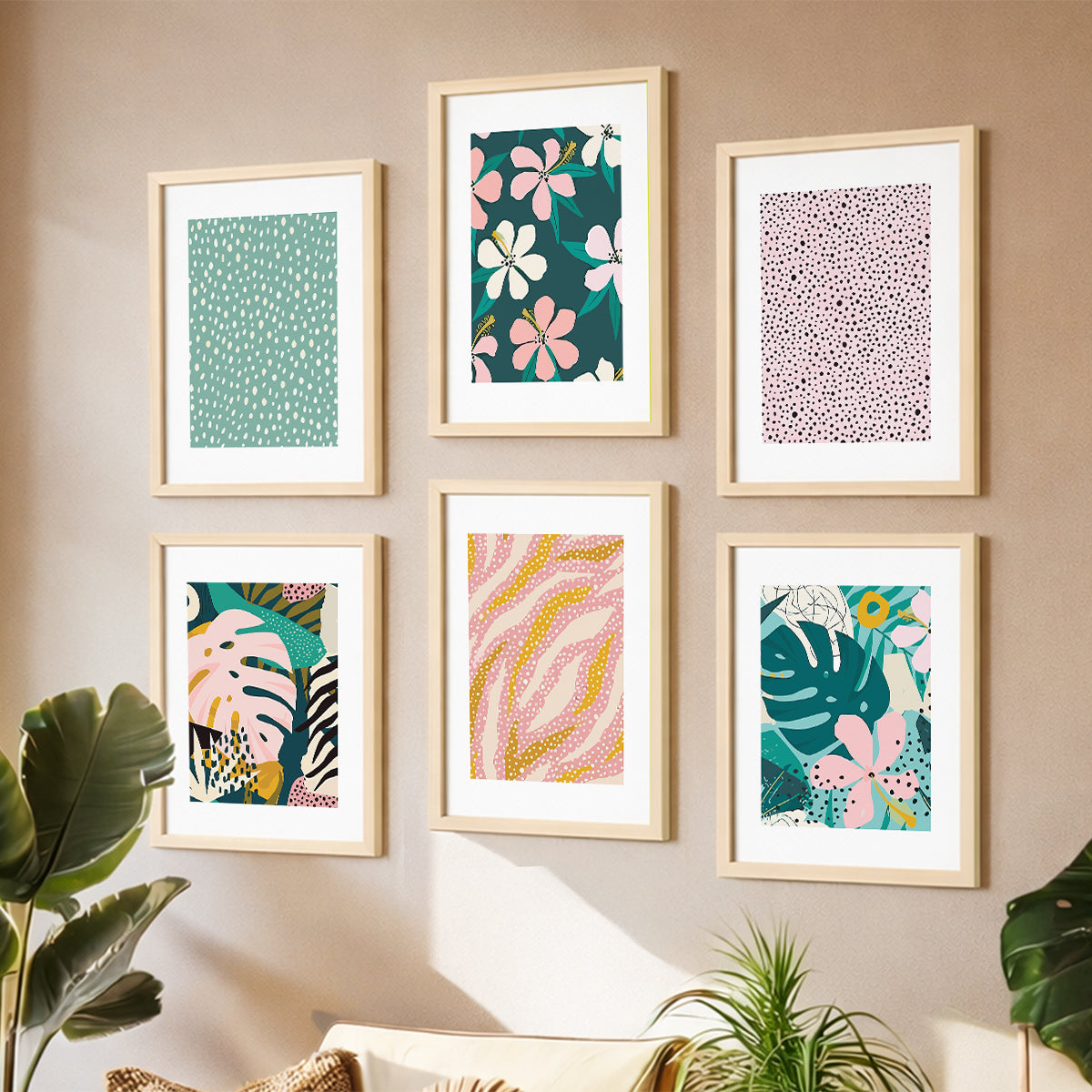 Scandinavian Abstract Art Wall Frame Collection Set of 6