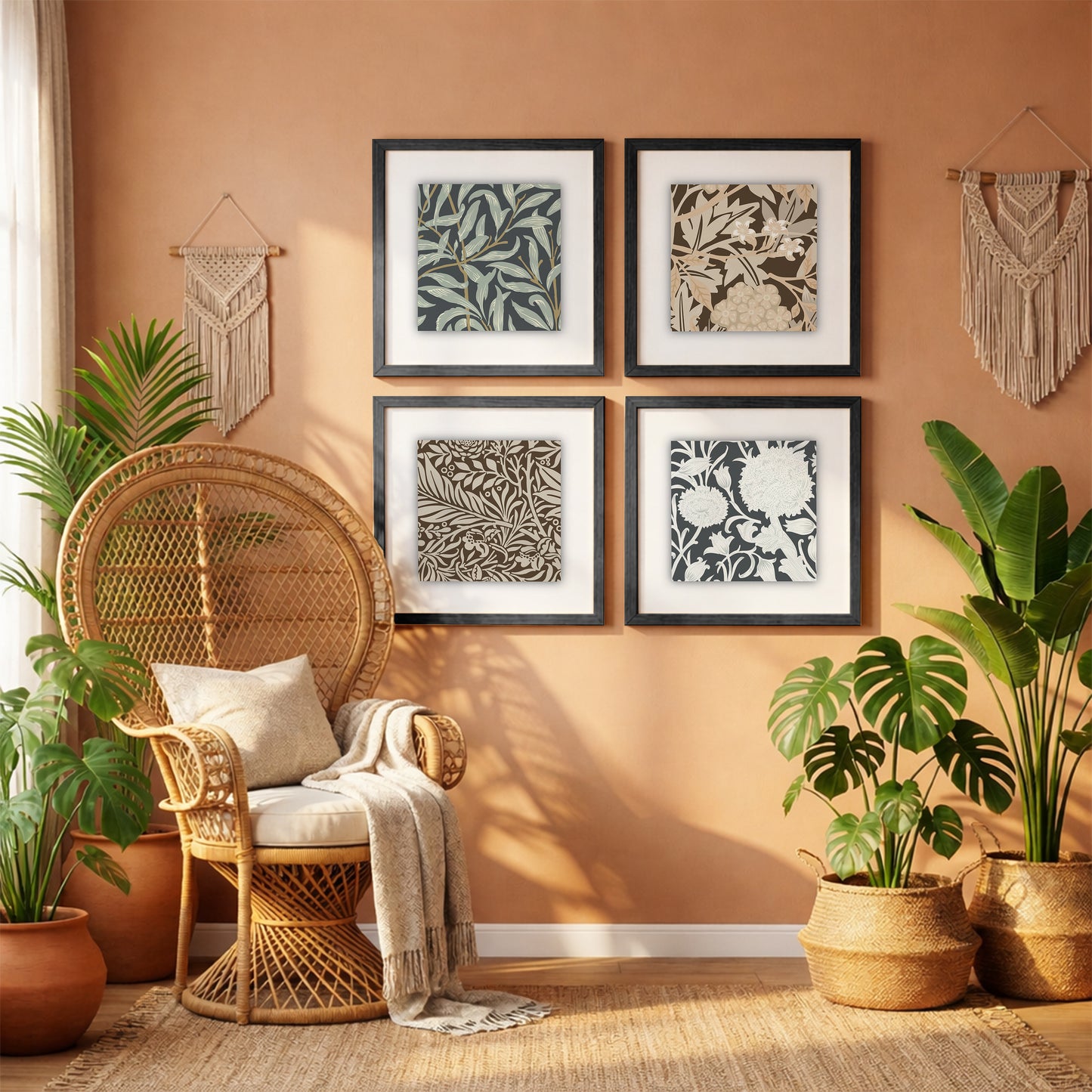 Vintage Floral Wall Frame Set of 4