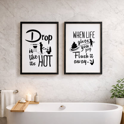 Drop It Like It's Hot Bathroom Frames Set of 2