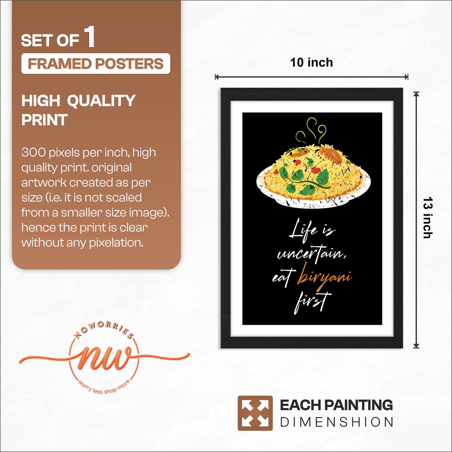 Eat Biryani First Wall Frame Set of 1