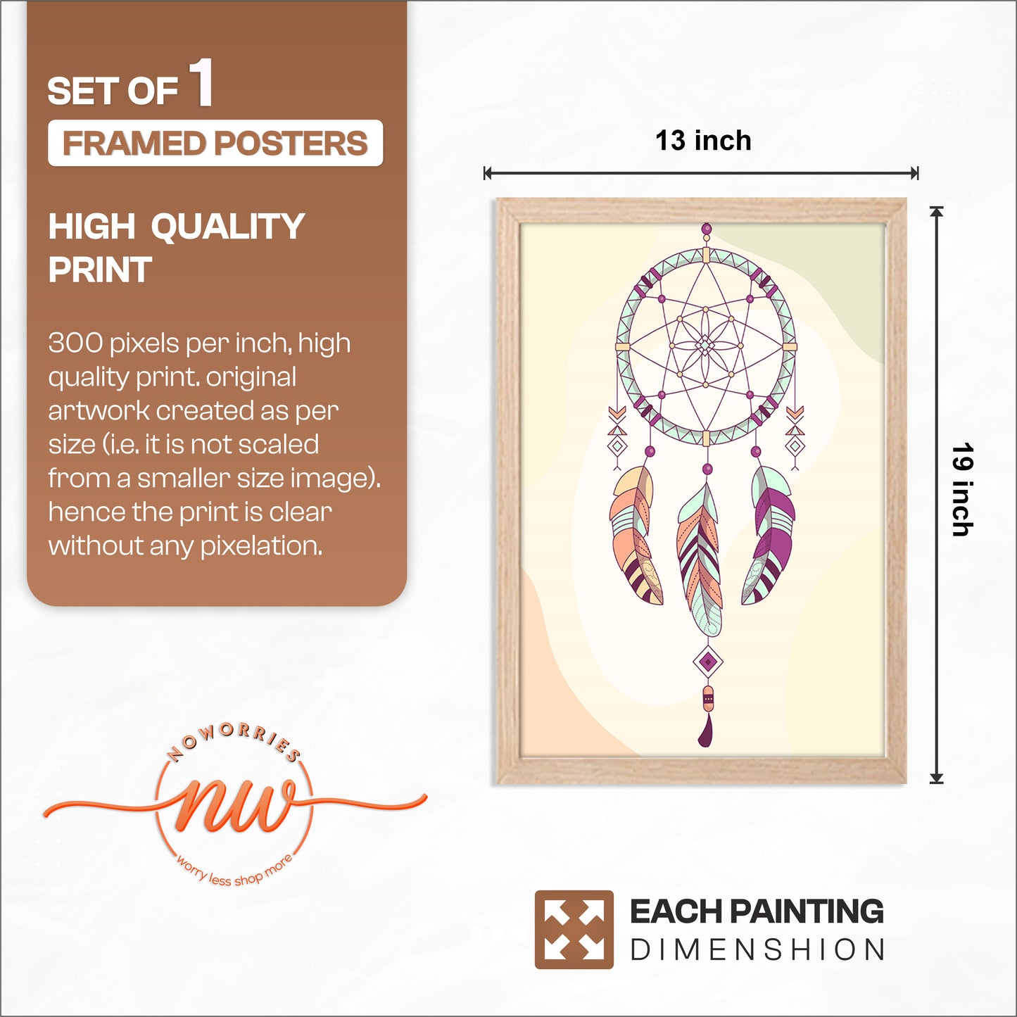 Boho Dreamcatcher Minimalist Framed Poster