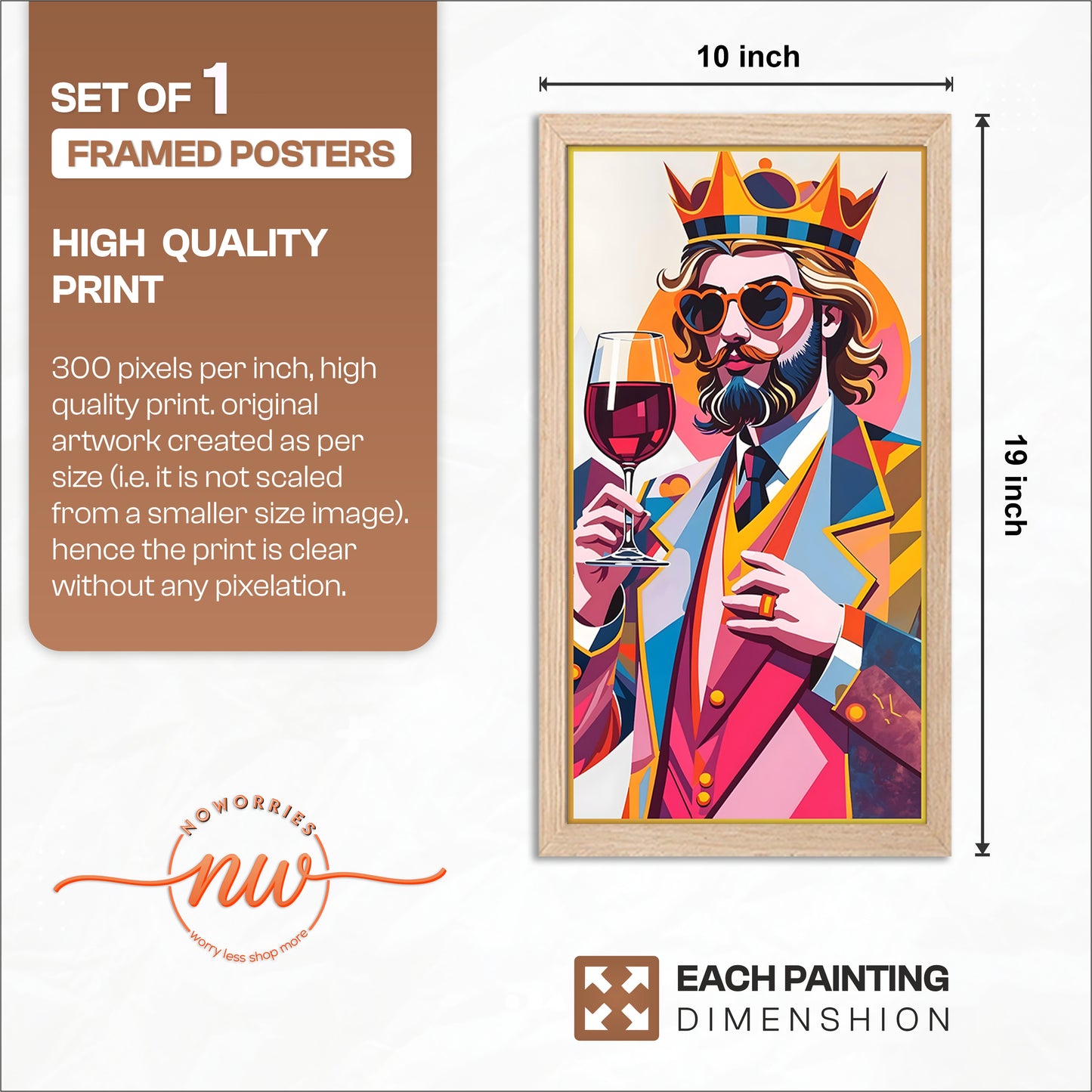 Royal Gentleman Wine Art Frame Set of 1