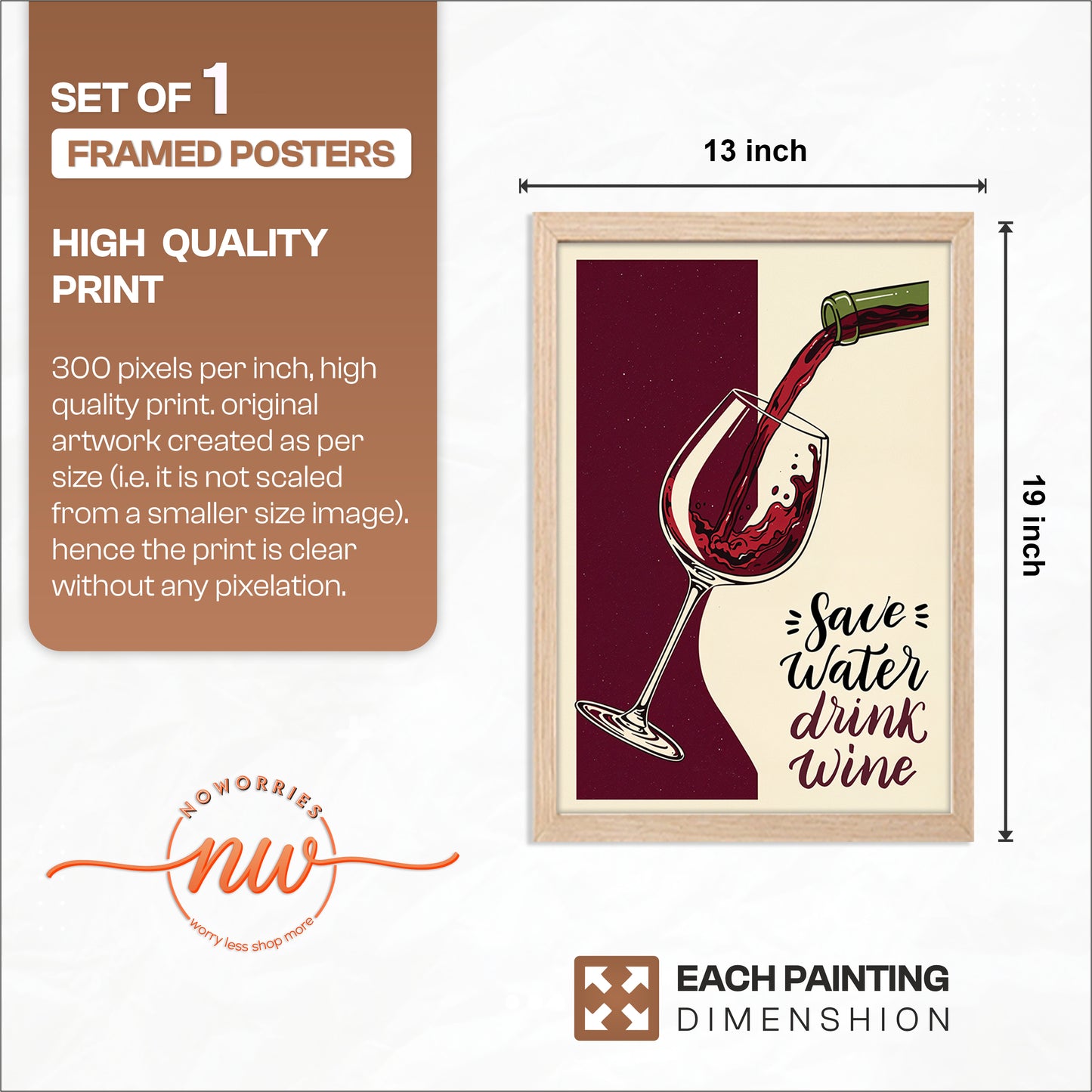 Wine Lover Wall Art Frame Set of 1