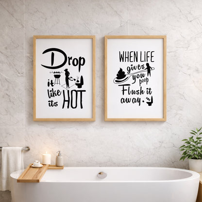 Drop It Like It's Hot Bathroom Frames Set of 2