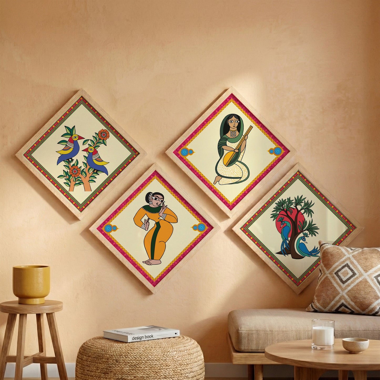 Folk Heritage Wall Art Set of 4